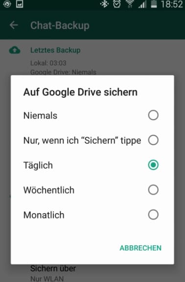 WhatsApp Backup auf Google Drive wiederherstellen